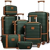 Joyway Luggage Set 7 Piece Suitcase Sets with Spinner Wheel,Hardside Expandable Travel Laggage with TSA Lock(18/20/24/28 Green)