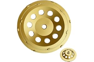 ACTINTOOL 7 in. x 5/8-11 in. 12 PCS PCD 7 Inch Double Row PCD Cup Wheel, Epoxy Mastic Thinset Glue Stucco Tough Concrete Coating Removal PCD Grinding Cup Wheel(5/8"-11 Threaded)