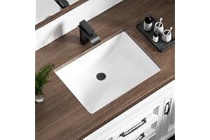 KARAMAG 20 Inch Undermount Bathroom Sink Rectangle Sink Ada Compliant Bathroom Sink White Ceramic Under Counter Bathroom Sink with Overflow (20"x15")