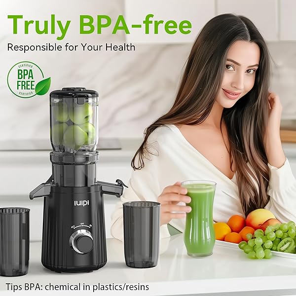 COLD PRESS JUICER, SLOW MASTICATING JUICER MACHINES FOR WHOLE VEGETABLE AND FRUIT, 4.3″ FEED CHUTE, BPA FREE, QUIET EASY CLEAN JUICER TO UNLOCK FRESH & NUTRITIOUS JUICES(BLACK)