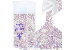 Hemway Craft Glitter Shaker 110g / 3.9oz Glitter for Arts, Crafts, Resin, Tumblers, Nails, Painting, Decoration, Festival, Cosmetic, Body - Super Chunky (1/8" 0.125" 3mm) - Mother of Pearl Iridescent