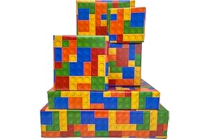 Dtiafu Building Blocks Wrapping Paper - Cute Birthday Wrapping Paper for Boys Girls - 20 X 28 Inch Per Sheet (6 Sheet)