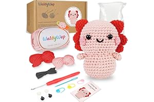WaldyWop Crochet Kit for Beginners: Wobbles Crochet Animal Kit for Adults w/Step-by-Step Video Tutorials - DIY Craft Knitting
