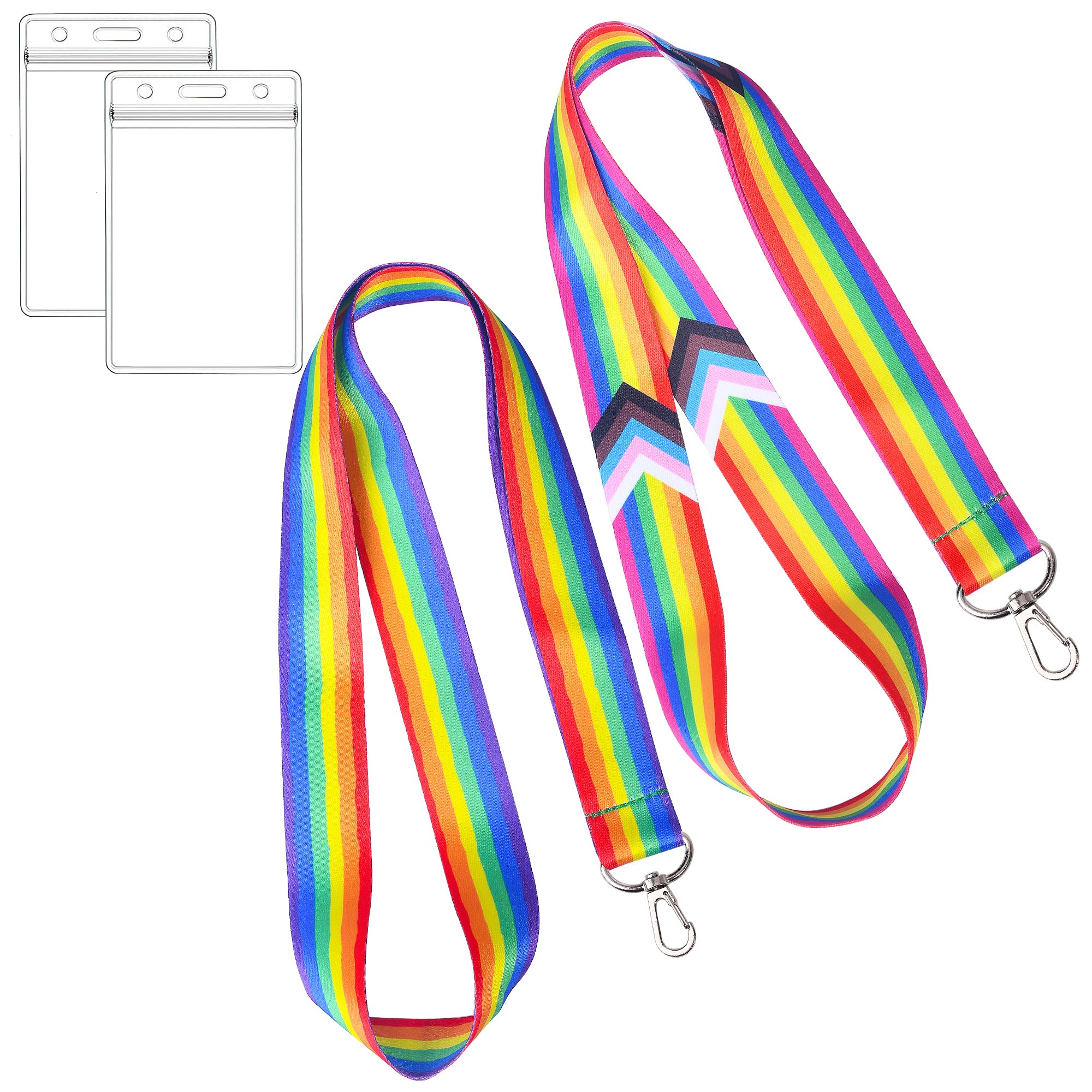 GTOTd Rainbow Lanyard with ID Badge Holder (2 Pack) for Keys Wallet,Merchandise Rainbow Keychain Gay Pride Party Supplies Gifts for Teens — image 1