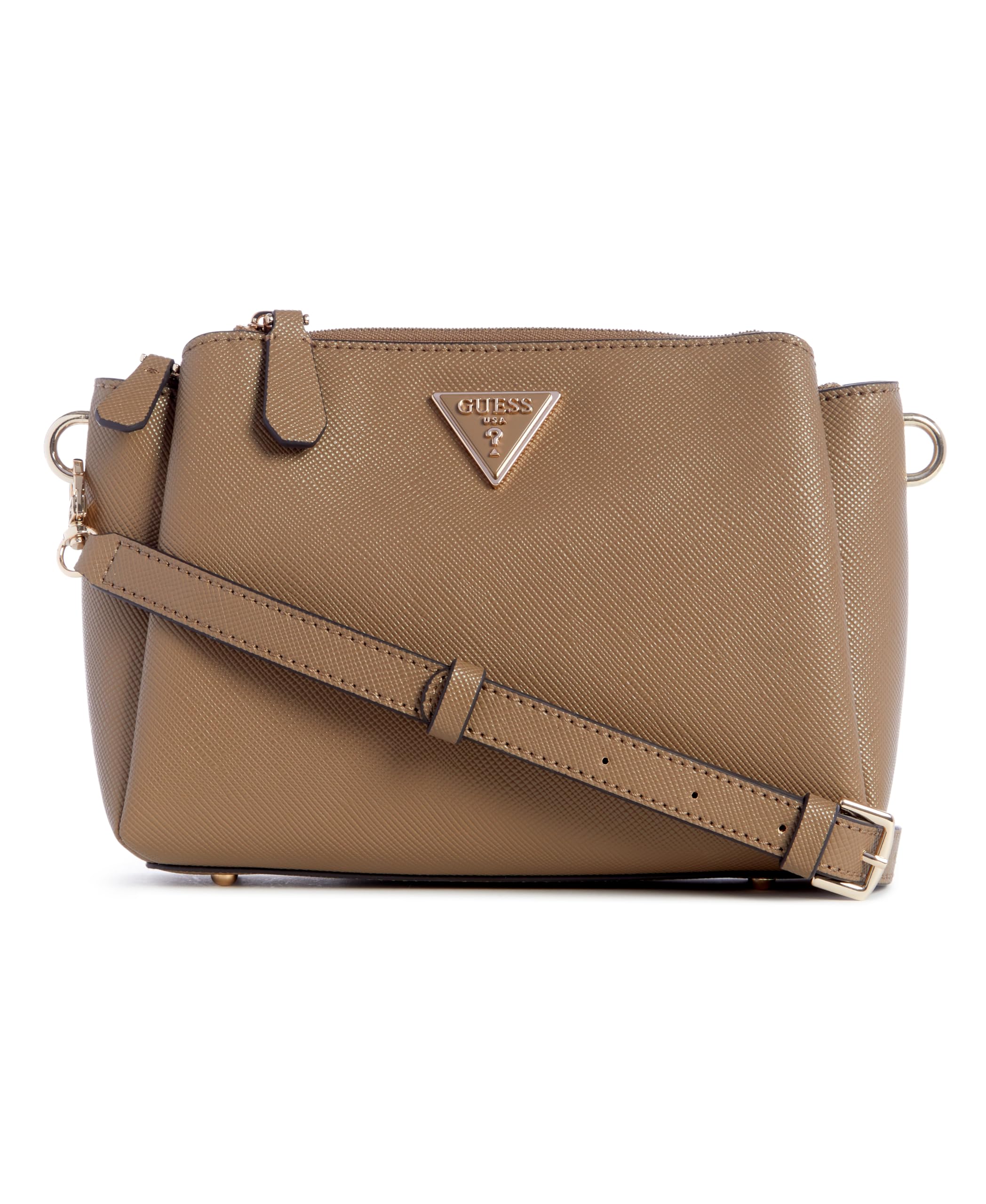 GUESS Noelle Triple Compartment Crossbody, Dark Taupe