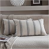 Cethom Boho Throw Pillow Covers 12x20 Set of 2, Grey Striped Decorative Pillow Cases for Couch Chair Bed, Textured Farmhouse Modern Accent Cushion Covers for Living Room Bedroom Sofa Home Decor
