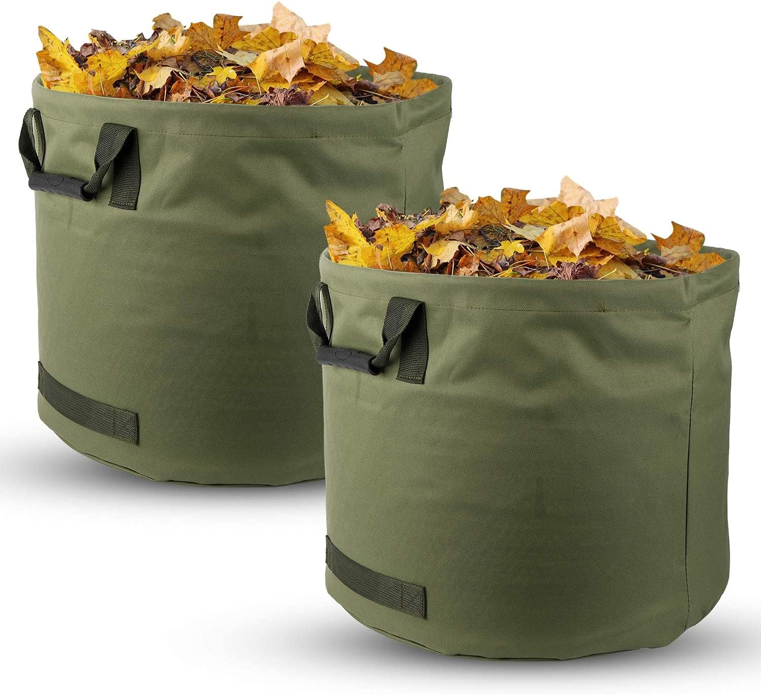 HYDDNice 2 Pack Garden Waste Bags,33 Gallons Reusable Yard Leaf Bag,Durable Canvas Lawn Bags Yard Waste Bags - H18’’, D22''