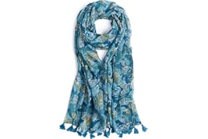QIUTIMIY Scarf for Women Lightweight Soft Floral Leopard Printed Scarves Fall Winter Fashion Shawl Wrap with Fringe