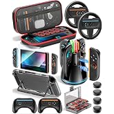 Switch 2 Accessories Bundle for Nintendo Switch 2 Pokopia Bundle, 16-in-1 Kit Include Charging Station, Carrying Case, Steering Wheel for Mario Kart, Ergonomic Grip, Game Card, Case &amp; Screen Protector