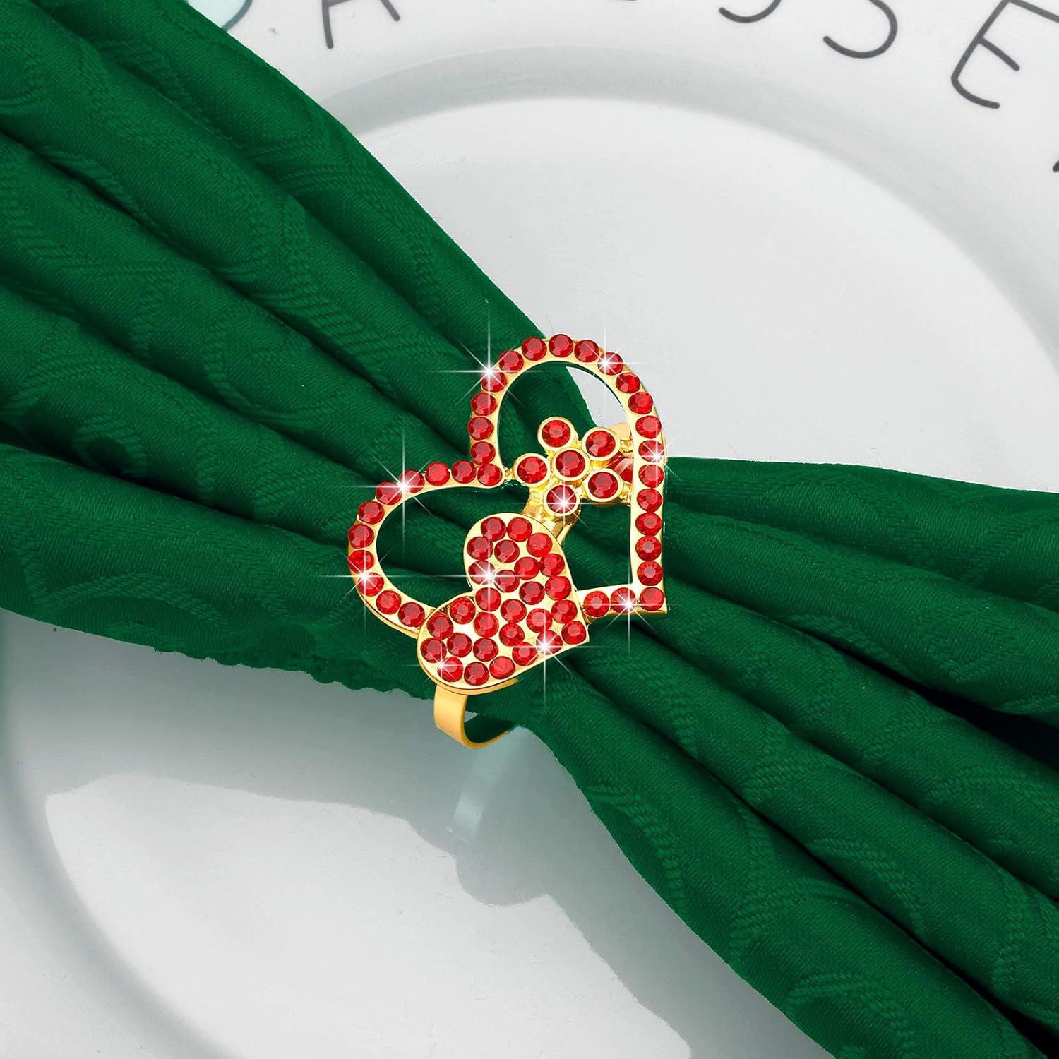 Set of 8 Valentine Napkin Ring Holder Buckle Heart Love