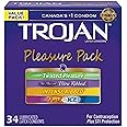 Trojan Pleasure Pack Assorted Lubricated Latex Condoms, 34 Count, Assortment of our Most Stimulating Condoms - Twisted Pleasu