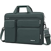 MOSISO Laptop Shoulder Bag 15.6 inch, 15-15.6 inch Computer Bag Compatible with MacBook Pro 16 inch, HP, Dell, Lenovo, Notebook with 2 Raised&1 Flapover&1 Horizontal Pocket&Handle&Belt, Emerald Green