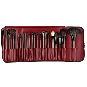 Rozia Essential Cosmetics 24 Pieces Professional Makeup Brushes Set with Case, Face Eye Shadow Eyeliner Foundation Blush Lip Powder Liquid Cream Blending Brush