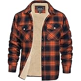 EKLENTSON Men's Flannel Shirt Jacket Thick Fleece Lined Jackets Plaid Sherpa Jacket Cotton Winter Jackets With 5 Pockets