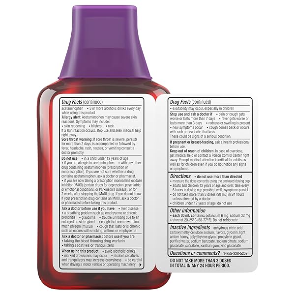 THERAFLU MAX STRENGTH NIGHTTIME FLU MEDICINE FOR FLU SYMPTOM RELIEF WITH ACETAMINOPHEN, DEXTROMETHORPHAN HBR AND CHLORPHENIRAMINE MALEATE, HONEY AND ELDERBERRY FLAVORED – 8.3 FL OZ SYRUP