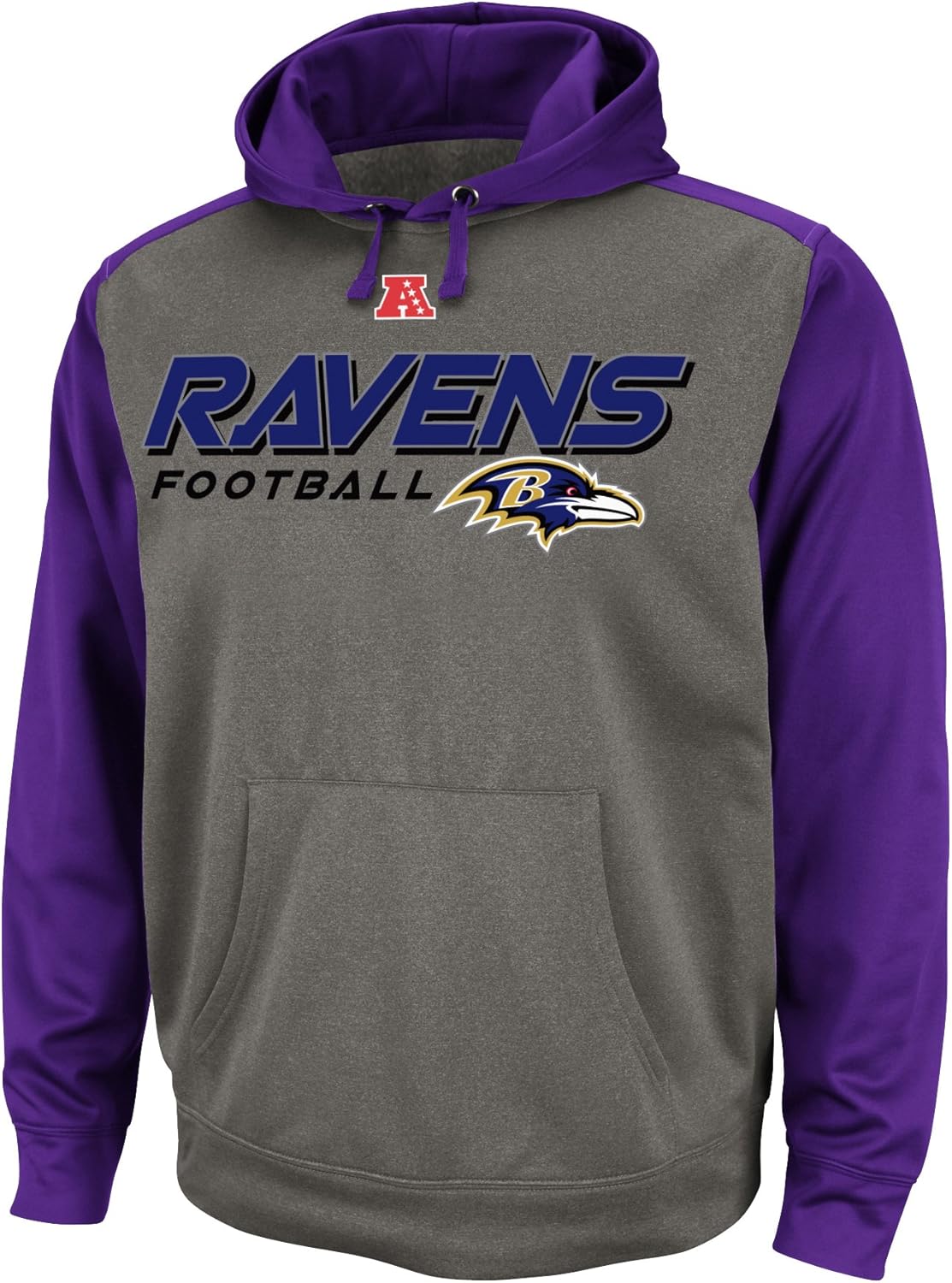 NFL Mens Baltimore Ravens Gridiron IV Long Sleeve Hooded Fleece Pullover (Ath Gray Marled/Dark 