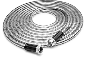 304 Stainless Steel Garden Hose by Gustyfind Garden- 25ft, Kink Free, Light Weight, Flexible, Puncture Proof, Non Chewable by Pets, Expandable, Weather Proof, Tear Proff, UV protected (25 FT)