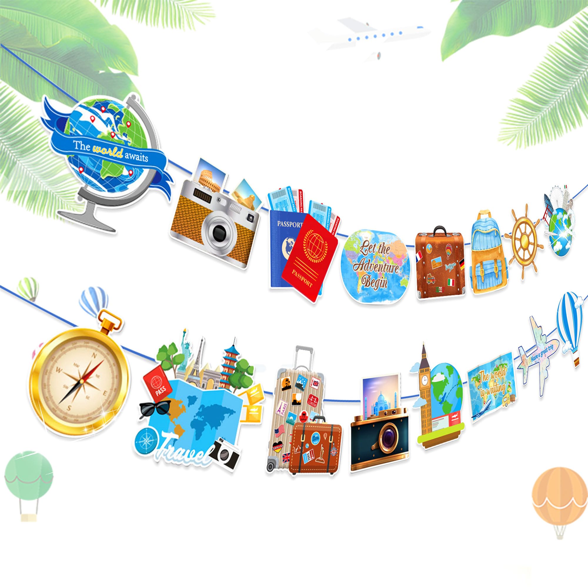 Photo 1 of Adventure Awaits Banner Travel Party Supplies Adventure Begin Garland for Birthday Graduation Retirement Farewell Going Away Bachelorette Party Decor Supplies