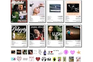 UMAYALIFE Mitski Poster 8 Pcs 8 * 11 inch (with 25 Pcs Stickers) Album Cover Music Posters for Room Aesthetic, Wall Art for Room Decor Posters for Fans Unframed