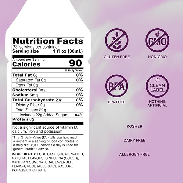 MONIN – LAVENDER SYRUP | AROMATIC & FLORAL, PREMIUM SYRUP FOR COCKTAILS, LATTES & MORE | CLEAN LABEL WITH NO ARTIFICIAL FLAVORS, NO ARTIFICIAL PRESERVATIVES (BPA FREE BOTTLE, 33.8 FL OZ)