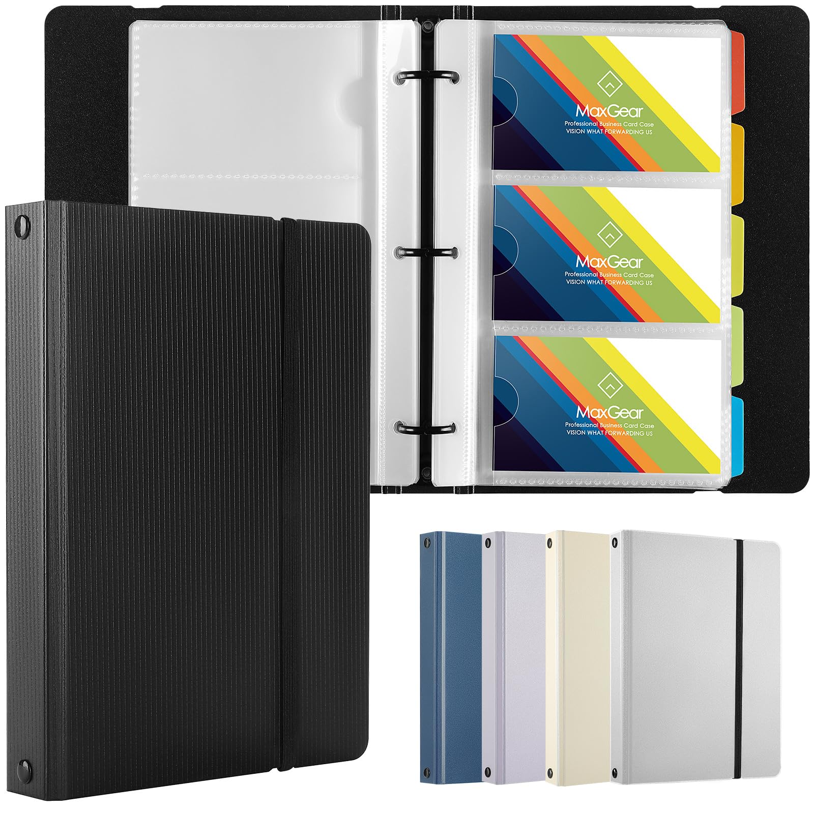 MaxGear Business Card Book, 180 Cards Organizer for Men & Women, Portable  Name Card Holders Binder File for Business Cards, 5 Color Index Tabs,  Polypropylene, Black in Saudi Arabia | Whizz Accessories