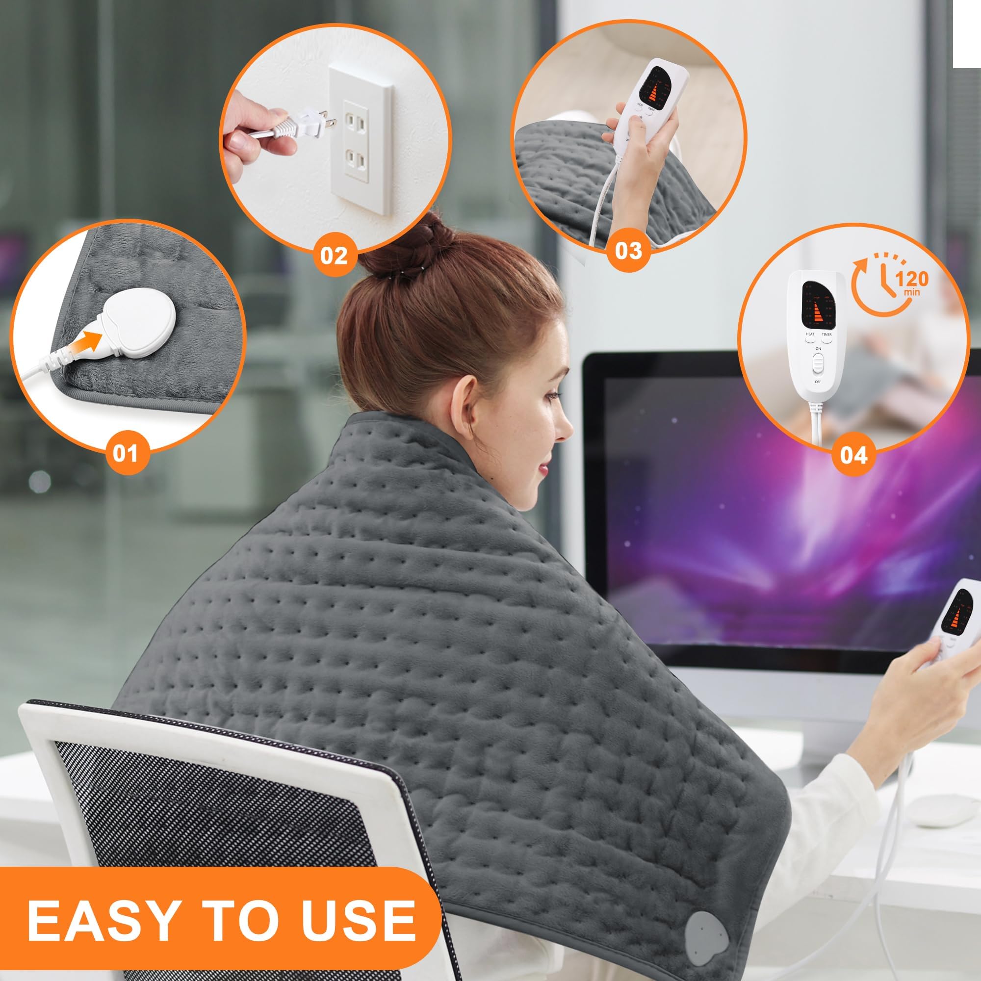 Condition photo showing New/Like New for heating pad,heated blanket,heating pad for back neck,dimgray,40x20 inch | electric heating pad,dry/moist heat heating pads,heating pads for shoulder,abdomen,knee,heat pad for women men,birthday gift dimgray 40x20 inch