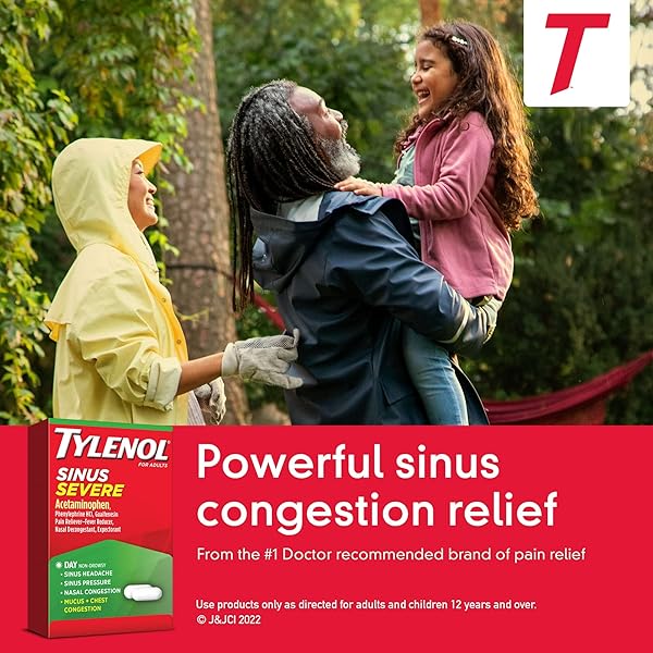 TYLENOL SINUS + HEADACHE DAYTIME NON-DROWSY RELIEF CAPLETS, ACETAMINOPHEN 325MG, NASAL DECONGESTANT FOR SINUS PRESSURE, HEADACHE & NASAL CONGESTION RELIEF, 24 CT