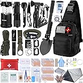 Survival Kit, 250pcs Survival Tools Tactical Gear and Trauma Bag, Survival First Aid Kit with Molle Crossbody Bag & Emergency Tent for Earthquake, Bug Out, Outdoor Adventure, Gifts for Christmas Men