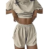 Kistore Summer 2 Piece Pajamas Sets Short Sleeve Sleepwear Pjs Lounge Split Short Sets