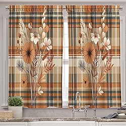 Ambesonne Botanical Valance & Tier Curtain 3 pcs