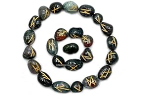 NEW AGE HEALINGS Bloodstone Runes Crystal Runes Set of 25 Engraved Rune Stones with Runes Book PDF