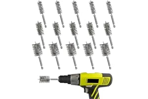 KWALITISTAR [15-pc Economy Pack] 3-Size Bore Brush Set, Stainless-Steel Wire Brush for Power Drill, Metal Cleaning Brushes, 1(1/8), 7/8, 5/8-inch (29, 22, 16 mm) Diameter, Each Size x 5pc, with 1/4-in Hex Shaft
