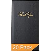 Gold Lion Gear Restaurant Check Presenters - Guest Check Card Holder with Gold Thank You Imprint - 5.5" x 10" Black 20 Pack, Standard Server Book - Waitress Book