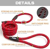 Fida Slip Lead for Dogs 1.8m Reflective Rope Leash Red view 2