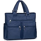 VOLGANIK ROCK Canvas Tote Bag Waterproof Nylon Multi Pocket Shoulder Bags Laptop Work Bag Teacher Purse Handbag for Women Men