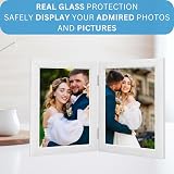 Clay Roberts Double Photo Frame 6x4 White Holds 2 Portrait Frames Twin Hinged view 5