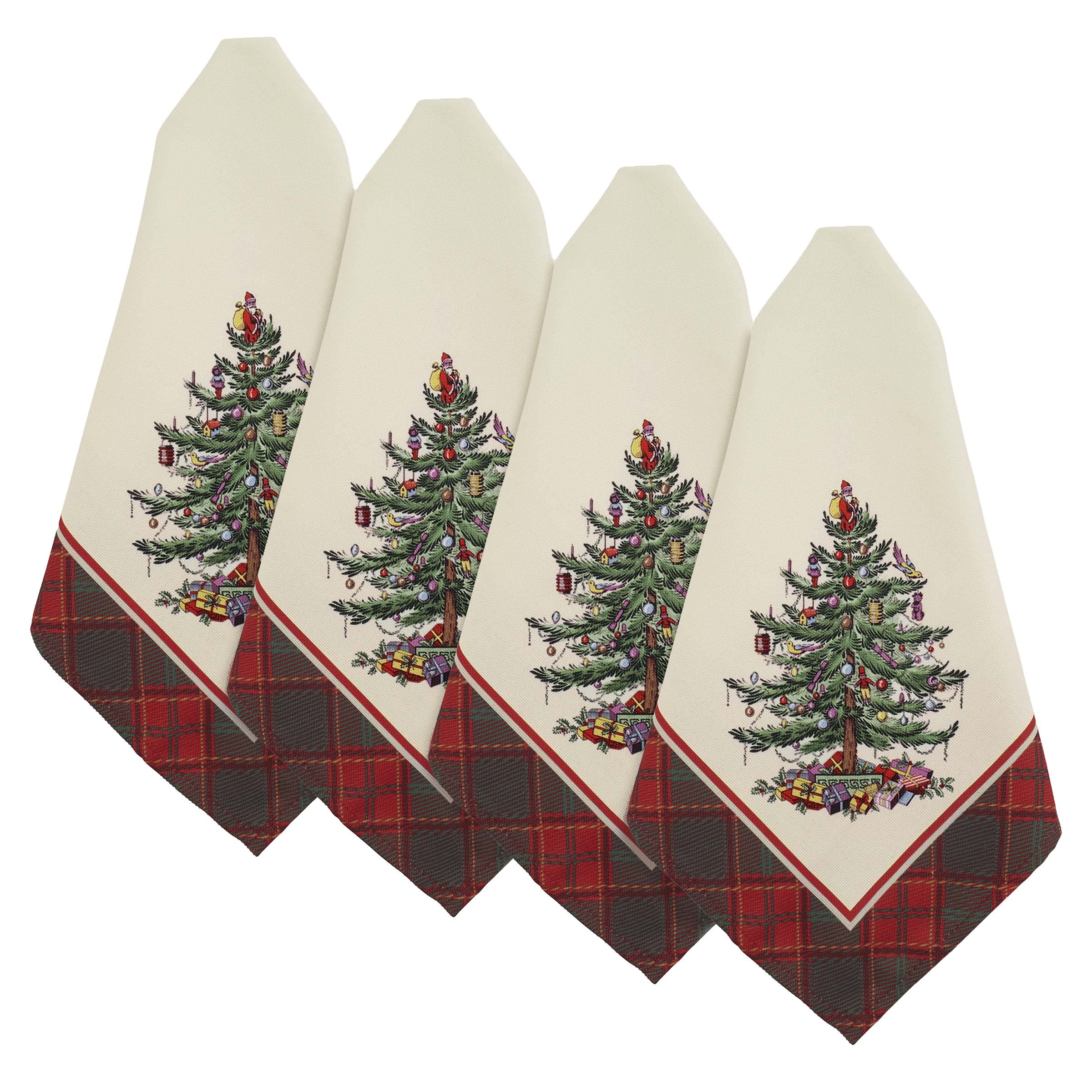 Spode - Napkin Set, Holiday Home Decor, Set of 4 (Spode Christmas Tree Tartan Collection)