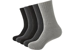 Josnown Warm Socks for Men, 5 Pairs Thick Thermal Winter Cozy Crew Boot Socks for Cold Winter, One Size 7-12