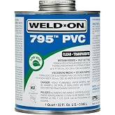Weld-On 10280 795 Flex PVC Plumbing-Grade Solvent Cement, Clear, 1 Quart