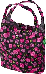 ECO CHIC Lightweight Foldable Reusable Shopping Bag Mackintosh Rose Black