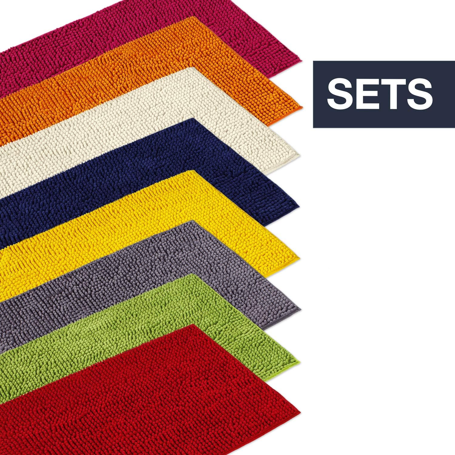 WohnDirect Designer Bath Mats - Saver Set of 2 - Bath mat 45 x 45 cm and Shower rug 50 x 80 cm - Non-slip & washable - Suitable for Underfloor heating in Bathroom - Red – WITHOUT Cut-Out