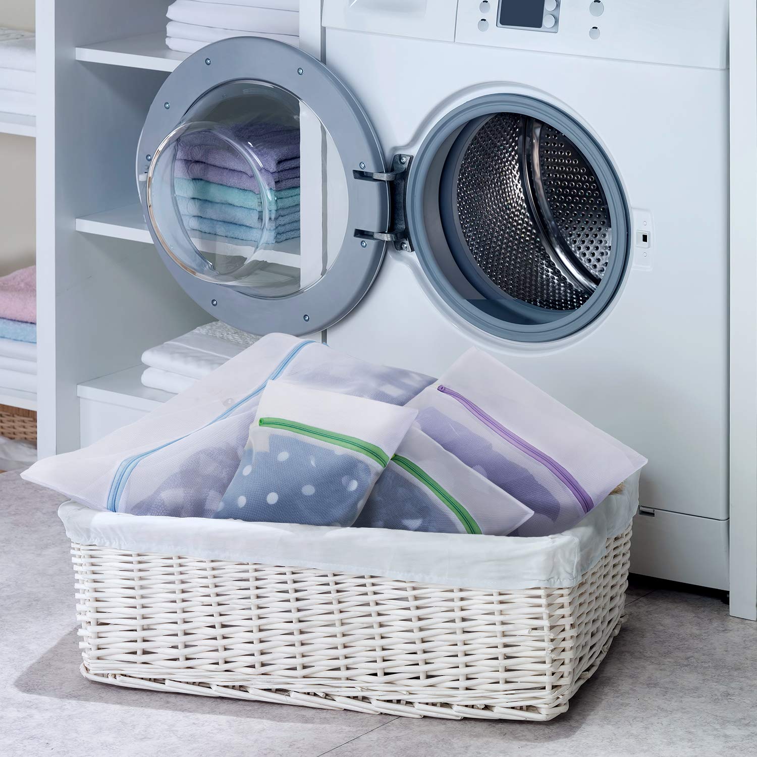 DMplus 7PCS Bolsa Lavadora, Bolsas para Lavandería de Malla con Cremallera. 5 Tamaños para Ropa Interior, Camisetas, Pantalones, Sujetadores. Bolsas de la Colada para Proteger y Organizar Ropas.