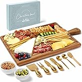 Grazerie Charcuterie Board Set - Acacia Cheese Board Serving Tray with Accessories - House Warming Gifts for New Home, Bridal Shower & Wedding Gift, Birthday Gifts for Women