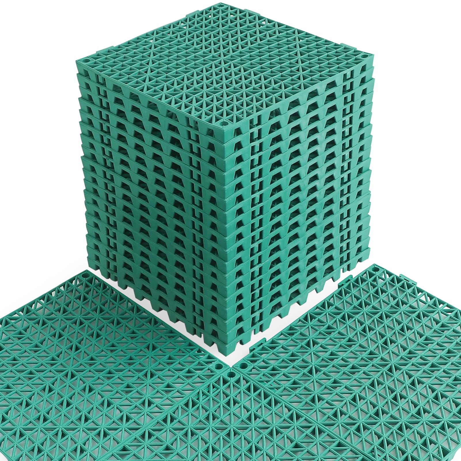 Photo 1 of MAXWAVE 18 Pack 12" x 12" Modular Interlocking Floor Mats, Soft PVC Non-Slip Drainage Tiles, Splicing Rubber Cushion Flooring for Deck, Shower, Pool, Basement, Shed, Indoor and Outdoor Use