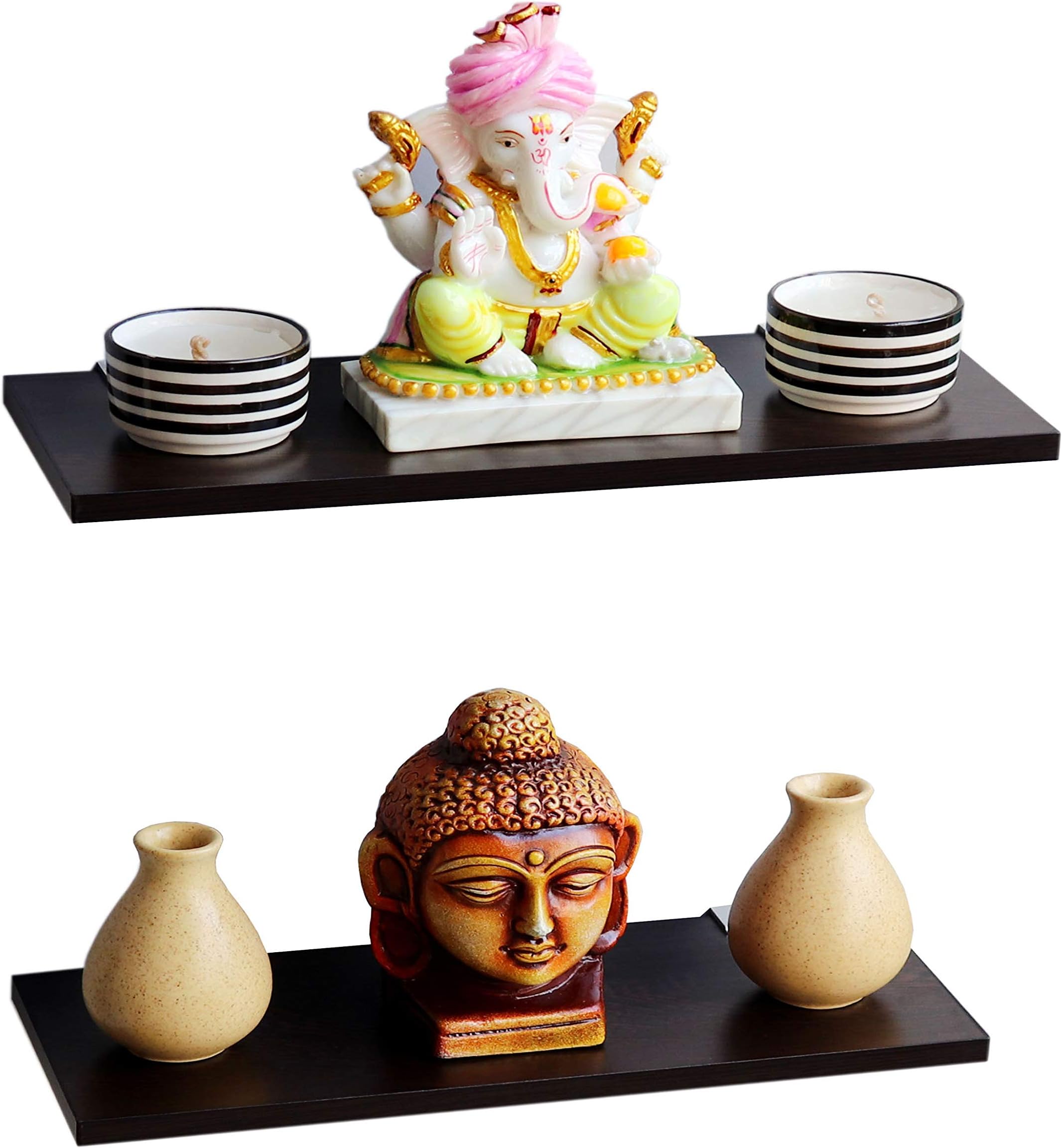 Madhuran Engineered Wood MDF Wall Mount Shelf Racks Stands Tier 2 (12X30 CM, Wenge)