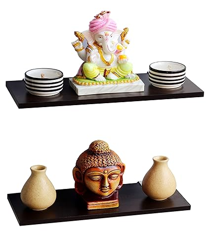 Captiver Display Wall Decor Shelf Wenge Set Of 2 ,12X30 Cm