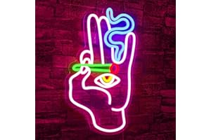 WLHOPE Evil Eye Neon Signs Hand Eye Neon Signs Pink Blue Led Neon Signs for Wall Decor, Hamsa Neon Sign, USB Powered Eye Neon Light Signs for Bedroom Game Room Home Bar Pub Cafes Party Gift