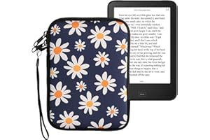 kwmobile Neoprene e-Reader Pouch Size 6" eReader - Universal eBook Sleeve Case with Zipper, Wrist Strap - Blue/White/Yellow