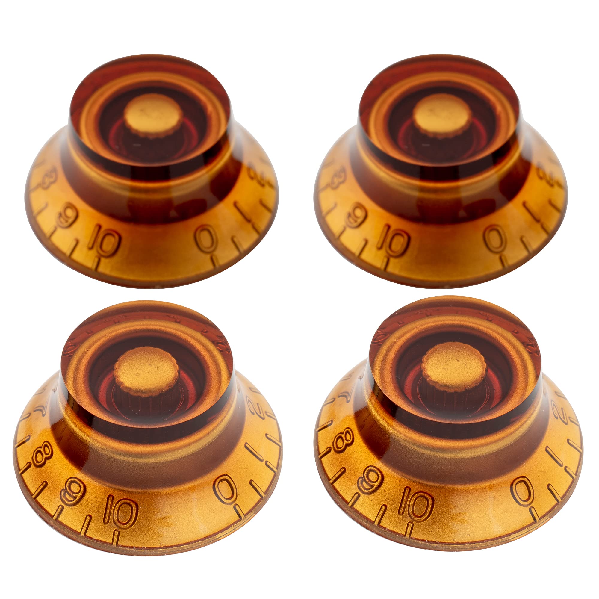 Musiclily Pro Metric Size Bell Top Hat Knobs for Epiphone Les Paul Electric Guirar, Amber (Set of 4)