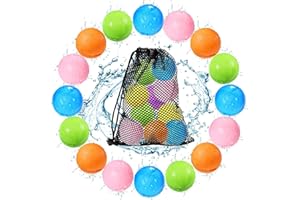 TLITLIMOM SOPPYCID 16Pcs Reusable Water Bomb Balloons, Pool Beach Toys for Kids ages 3-12, Summer Toy Water Toy for and Girls, Outdoor Activities Water Games Toys Self Sealing Water Splash Ball for Fun